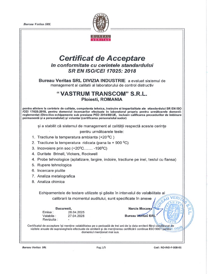 SR EN ISO 17025 – LABORATOR DT