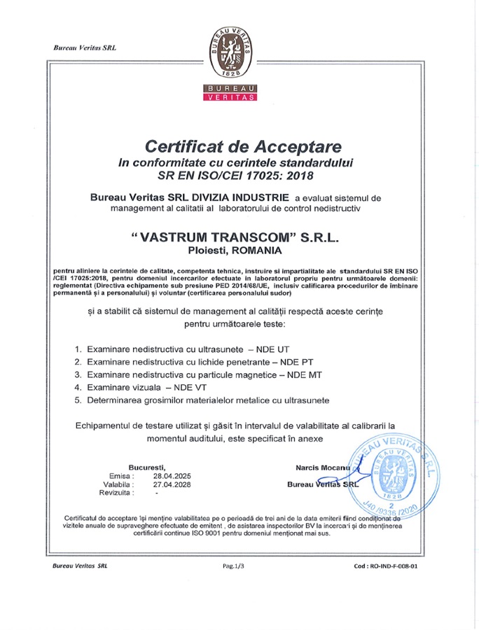 SR EN ISO 17025 – LABORATOR NDE